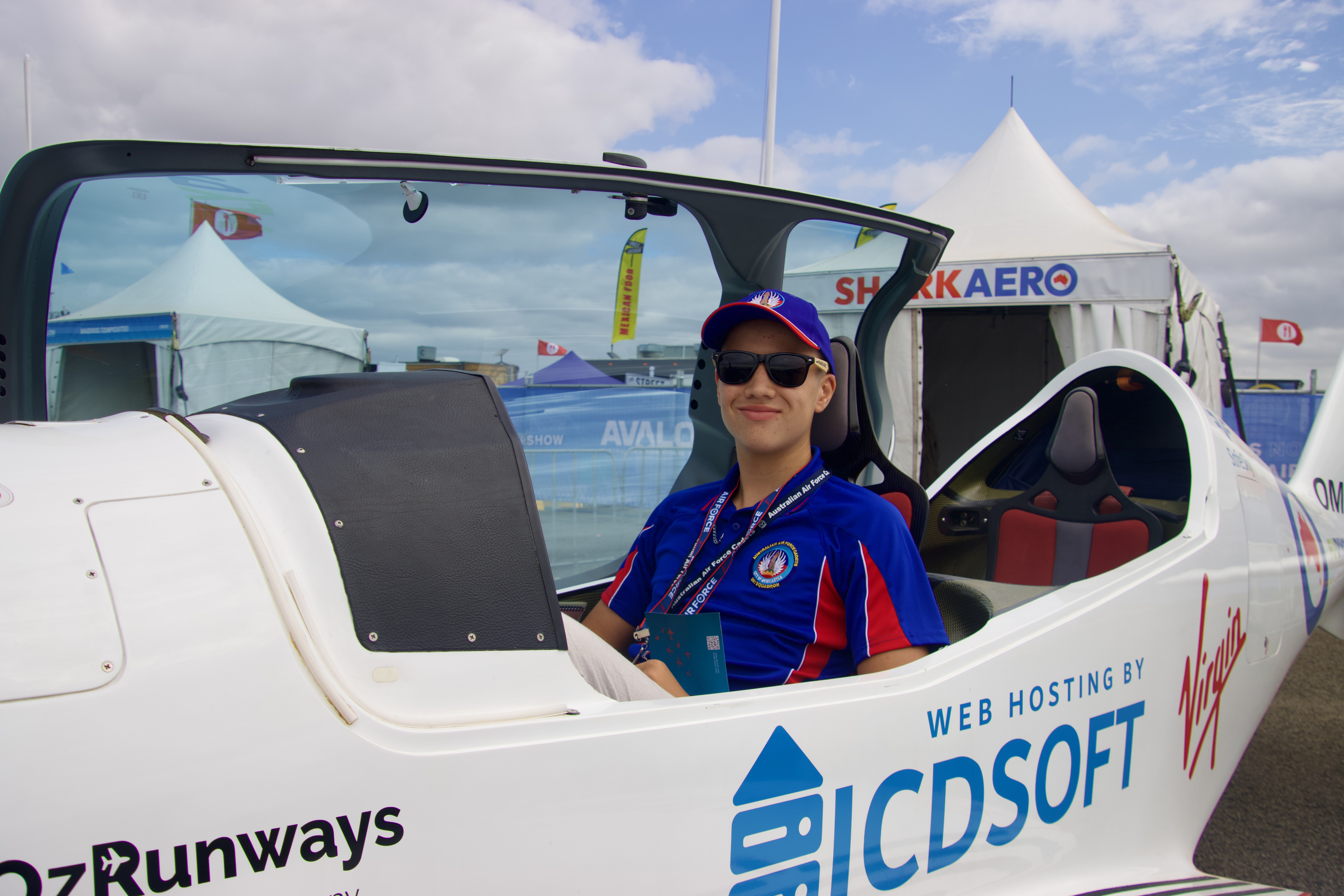 In the cockpit at an air show, AAFC uniform