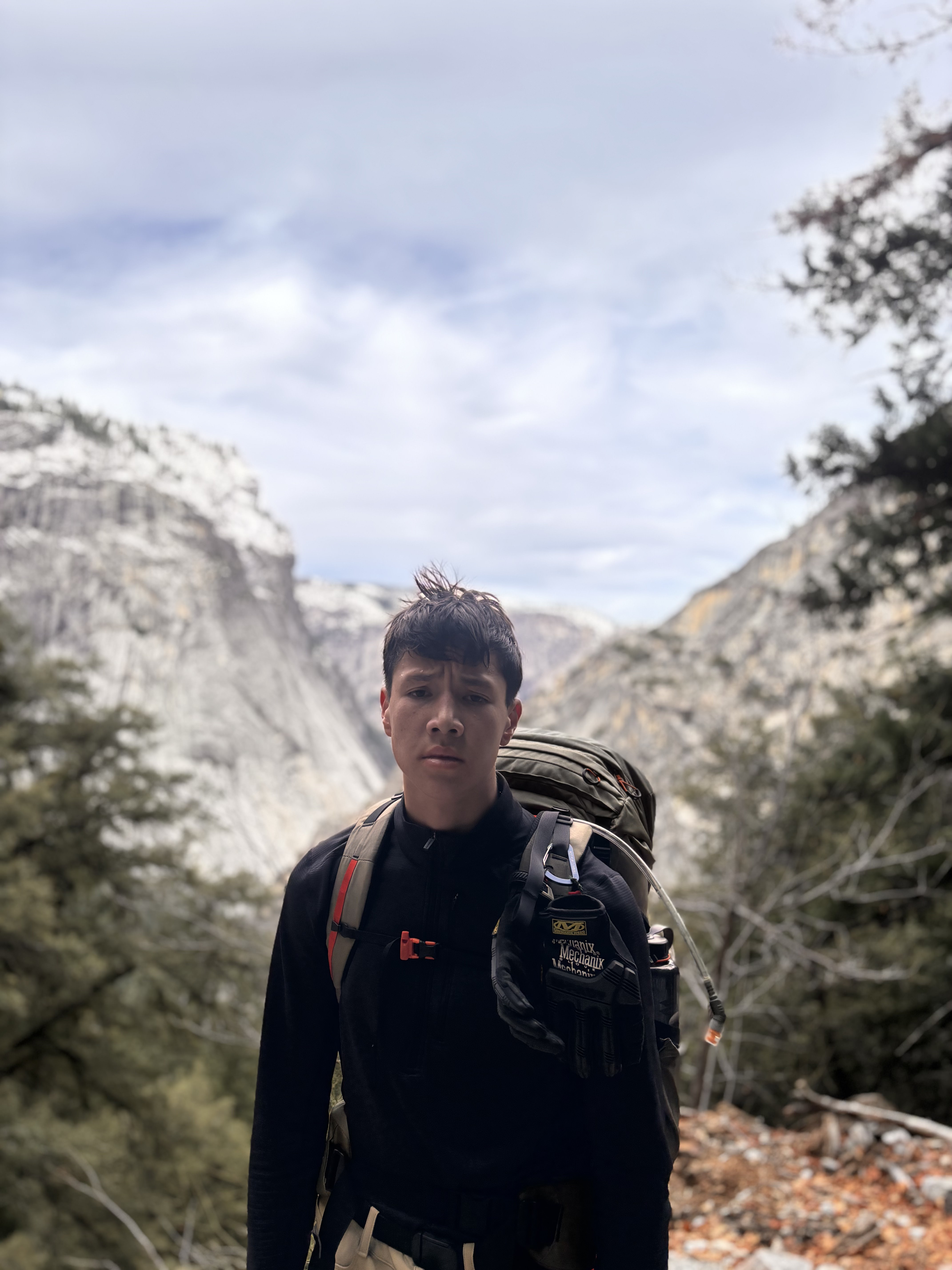 Hiking in Yosemite Valley with a pack